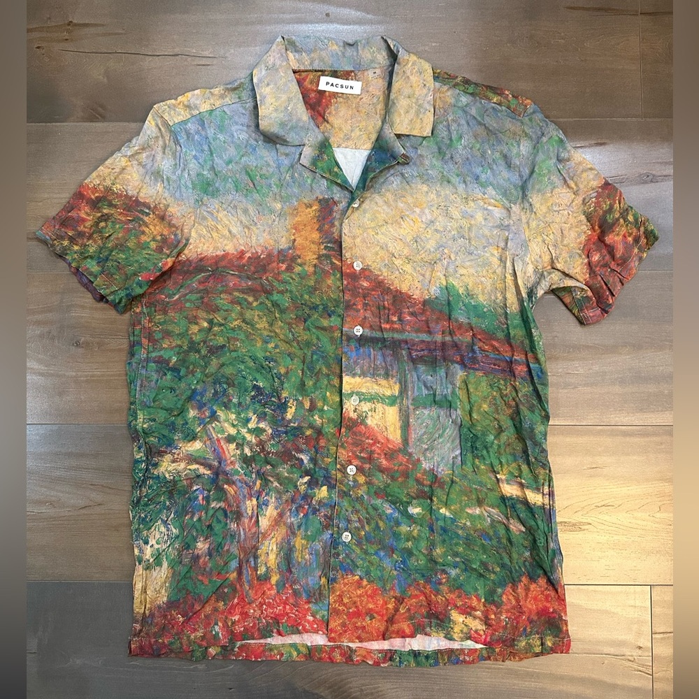 PacSun Red and Green Casual Button Down Shirt